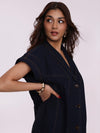 Navy Denim Mini Shirt Dress