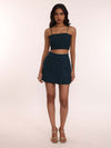 Teal Denim Skort with Wrap Design by Poppi