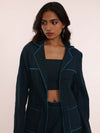 Versatile Teal Denim Blazer Styled with Dresses