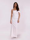 White Denim Draped Dress