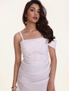 White Denim Draped Dress