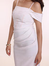 White Denim Draped Dress