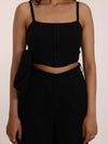 Chic Black Denim Corset Top by Poppi