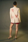 Elegant Beige Blazer with Red Flowers by Poppi