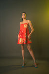 Red Mini Dress With Sequinned Flowers