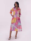 Sway Printed Schiffli Shirt Dress with wooden buttons by Poppi