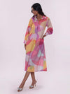 Long sleeve Sway Printed Schiffli dress with cuffs