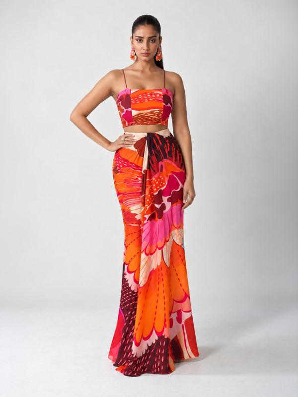 Anthea Printed Drape Skirt Set