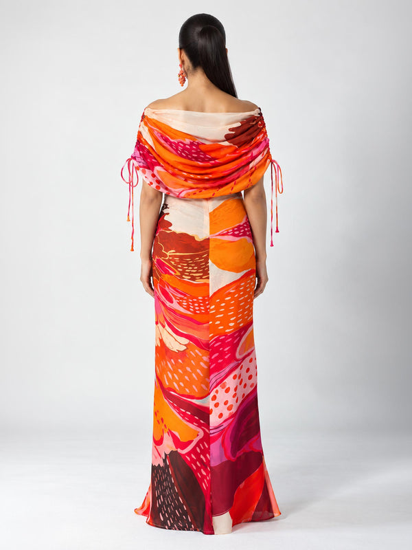 Anthea Printed Drape Skirt Set
