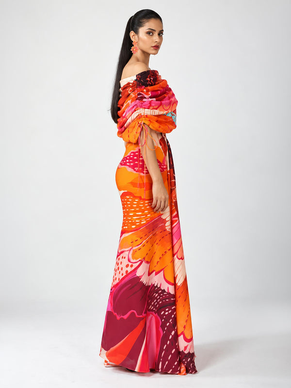 Anthea Printed Drape Skirt Set