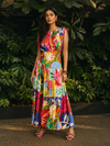 Mosaic Printed Pleated Maxi Dress