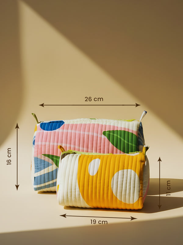 Berry printed cotton quilted pouch