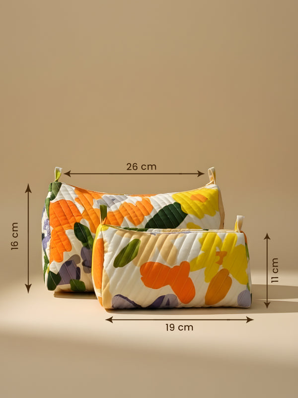 Savannah printed cotton quilted pouch