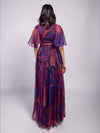 Women's Foliage Printed Tiered Dress with Pleated Belt